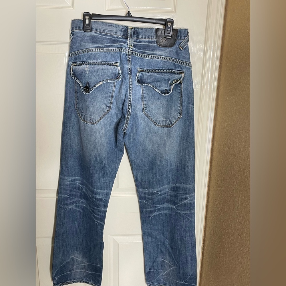 Vintage Ed Hardy Jeans Mens Size 32x31 Distressed Medium Wash Y2K Button Fly‍‍﻿﻿ - Picture 2 of 11